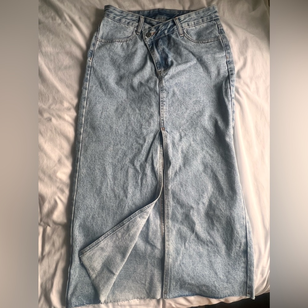 SHEIN high waist split denim skirt
